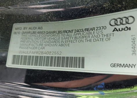 2011 Audi A5 2.0T Premium из США, поврежденный, VIN WAULFAFR2BA022552